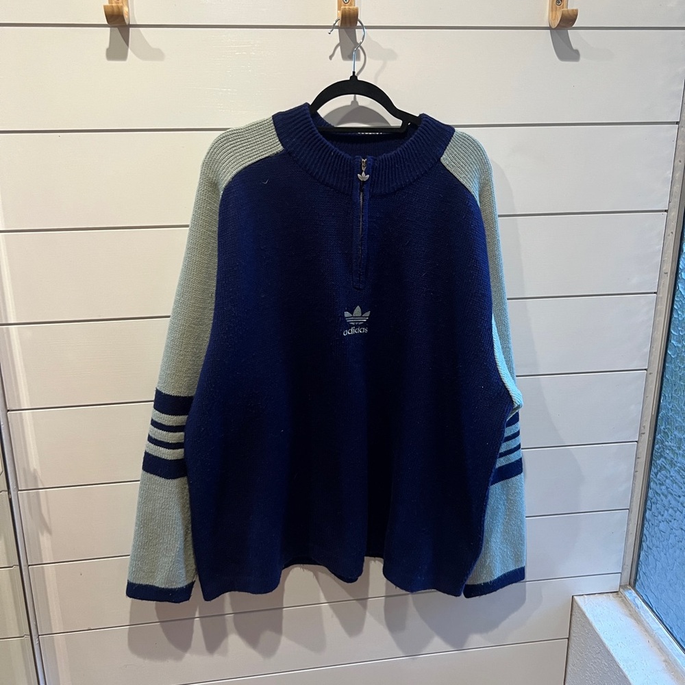 Vintage Adidas Oversized Quarterzip Sweater